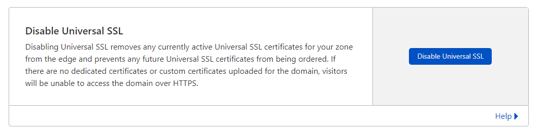 Disable Universal SSL