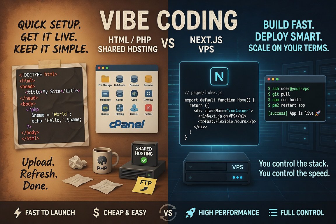 אחסון אתרים לאתרי Vibe Coding לאתרי HTML ו-PHP