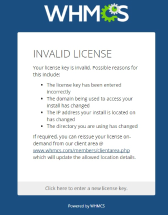 WHMCS - License Invalid Error